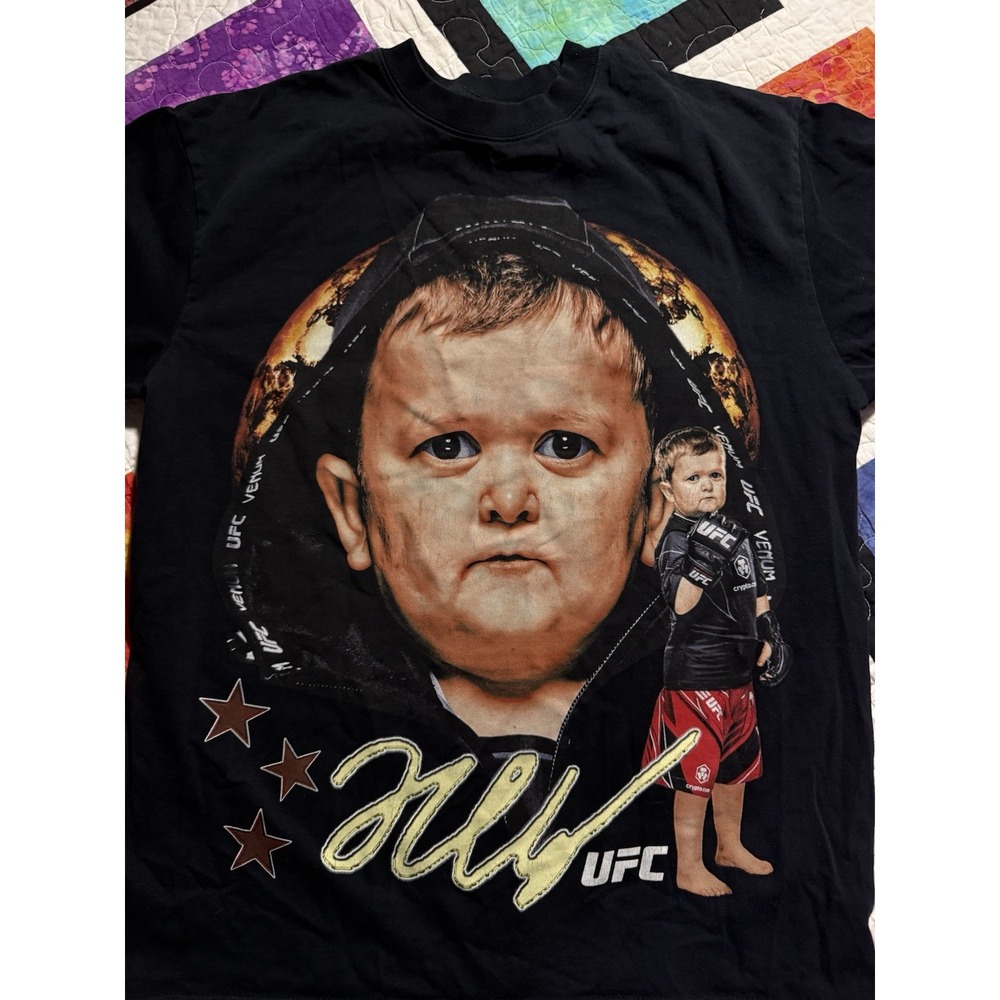 UFC T-Shirt Mens Size S Black Hasbulla Magomedov Graphic MMA Short Sleeve Cotton
